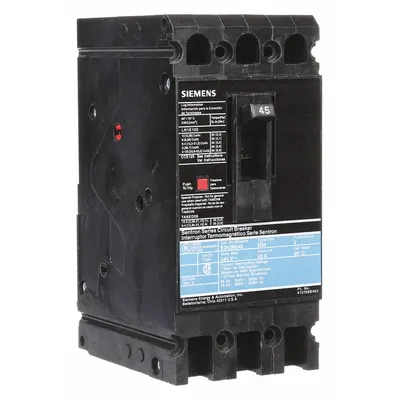 Siemens Molded Case Circuit Breaker: 45 A Amps, 18kA at 480V AC, Fixed, Load Side Lug - ED-Frame Siemens Molded Case Circuit Breakers