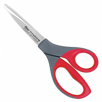 CLAUSS Fabric Shears: Ambidextrous, 8 in Overall Lg, Straight, Titanium Bonded - Plastic-Handle Scissors