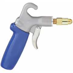 Pistol-grip air gun with aluminum body and one slot-type nozzle. Provides straight, focused airflow for cleaning, drying, and debris removal in industrial settings. Connection: 1/4 in female NPT. Not a safety air gun.