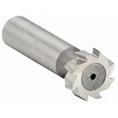 High-speed steel keyseat milling cutter with staggered tooth design for fast cutting. Diameter 5/8", thickness 5/32", ANSI #505. Used for milling keyways and slots in shafts and hubs for power transmission assemblies.