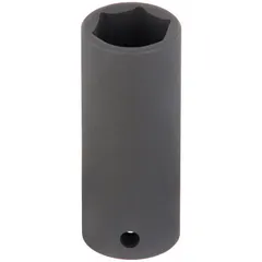 This 1/2" drive impact socket is a metric deep socket with a 22 mm size and 6-point configuration. It is designed for use with impact wrenches and drivers in heavy-duty fastening and loosening of metric nuts and bolts. The manganese phosphate finish provides corrosion resistance. This socket is not a thin-wall design.