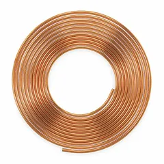 This 3/4 in Type K copper tubing is supplied in a 60 ft coil for high-pressure plumbing applications. It has a maximum operating pressure of 682 psi at 200°F. The tubing is not cleaned or capped.