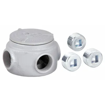 APPLETON ELECTRIC Conduit Outlet Body: Iron, GRJS, 1 in Trade Size, XAT Body - X, XAT and XTF Round Body - Cross Type