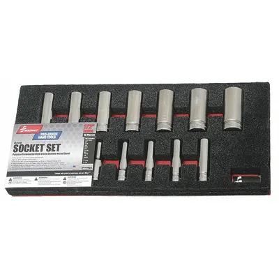 ABILITY ONE Socket Set: 1/2 in Drive, 13 Piece, 12-Point, SAE - SAE & Metric Socket Sets
