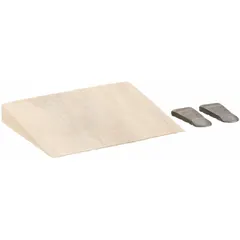 Wood replacement axe handle designed for rehafting axes with a maximum head weight of 2.25 lb. Includes two wedges for secure head attachment. Top width is 2 1/2 in, max thickness is 3/8 in. Suitable for forestry, landscaping, and general maintenance tasks.