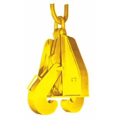 Beam lifting tongs for handling beams and plate girders. Working load limit 70,000 lb, bail height 10 in. Used in industrial lifting applications for moving structural steel components.