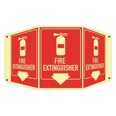 LYLE Fire Extinguisher Sign: Aluminum, Mounting Holes Sign Mounting - Tri-Bend Projection Fire Extinguisher Signs