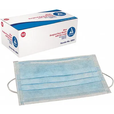 DYNAREX Procedural Mask: Flat-Fold, M Mask Size, Dual, Non-Adj, Metal Nose Clip - Procedural Masks Not Rated for Liquid Splash Protection