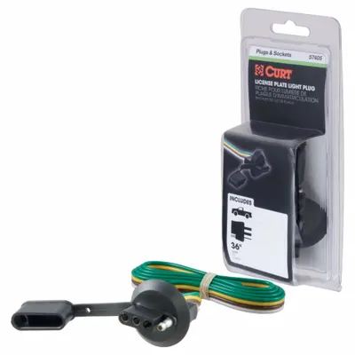 CURT Automotive Electrical Plug: 4-Way Flat, 36 in Wire Lg (MPN 57405) - Fleet and Vehicle Maintenance