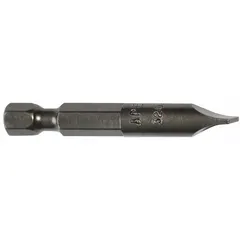 APEX slotted head power bit, imperial size 4F-5R, impact rated for use with impact drivers. Constructed from S2 steel with a hex drive. Sold in a 5-pack. Suitable for driving slotted screws in assembly, maintenance, and repair tasks.