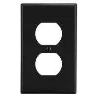 HUBBELL Wall Plate: Duplex Outlet, 1 Gang, Black, Std Size (MPN P8BK)