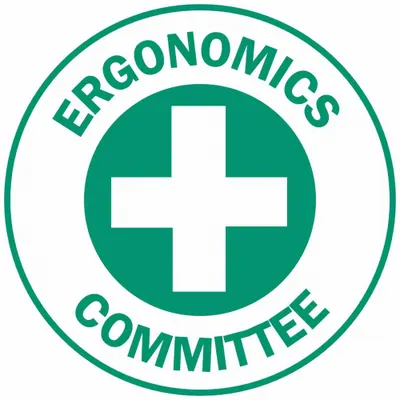 BRADY Hard Hat Label: Ergonomics Committee, 2 in Dia, English, Non-Reflective - Safety