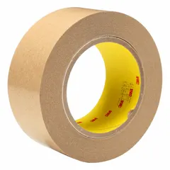 3M 465 is a general purpose adhesive transfer tape with a permanent acrylic adhesive on a transparent carrier. It is supplied on a kraft paper liner and is suitable for bonding plastics, foams, and metals in applications such as splicing, mounting, and laminating. Each pack contains 24 rolls, each 2 inches wide and 60 yards long, with a 2 mil thickness.