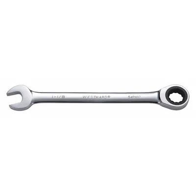 WESTWARD Combination Wrench: Alloy Steel, Chrome, 1 1/8 in Head Size, 15 3/4 in Overall Lg - SAE 12-Point Ratcheting Combination Wrenches