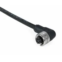 Cordset: 1/2"-20 Female Right Angle x Bare Wire, 5 Pins, Black, PUR, 4 m Cable Lg (MPN E18027)