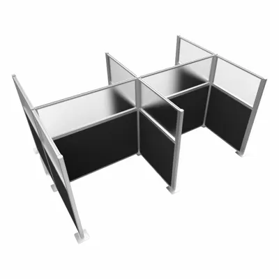 VERSARE Cubicle Kit: 72 in Overall Ht, 48 in_72 in Overall Wd, 8 Panels, Black - Modular Cubicle Walls