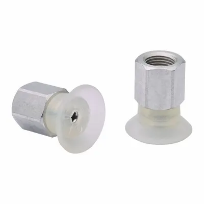 SCHMALZ Vacuum Pad Assembly: Flat, 1/8 in NPT Vacuum Port, 2.6 mm Pad Dia, Clear - Flat Type Food-Safe Fast-Handling Vacuum Pad Assemblies