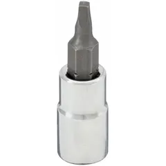 Square bit socket with a 1/4 in drive size and a fixed insert design. Features an R1 square tip for driving square-recess fasteners. Overall length of 1 13/16 in. Suitable for assembly, maintenance, and repair tasks.