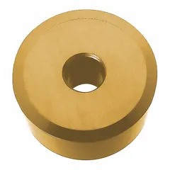 Ceramic round turning insert for high-speed machining of hardened steels and superalloys. Suitable for finishing and semi-finishing operations in continuous cutting applications. Offers high hardness and wear resistance at elevated temperatures.