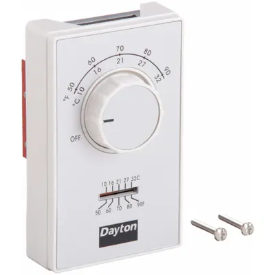 Dayton Line Volt Mechanical Tstat: Heat Only, On-Off, 50° to 90°F, Exposed Dial - Analog Thermostats