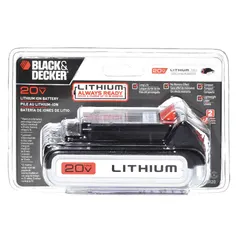 The LBXR20 is a 20V DC, 1.5 Ah lithium-ion battery designed for use with BLACK & DECKER 20V MAX* cordless tools. It powers drills, saws, screwdrivers, and other tools in the system, suitable for general maintenance, assembly, and light construction tasks.