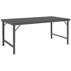 Steel-top worktable with a 96 by 30 1/4 inch work surface and 2000 lb overall load capacity. Constructed with a steel top and frame. Suitable for assembly, maintenance, and fabrication tasks in industrial environments such as machine shops, warehouses, and production lines.