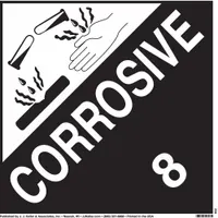 JJ KELLER DOT Container Placard: Corrosive, 10 3/4 in x 10 3/4 in, 10 3/4 in Label Ht, Polystyrene (MPN 824)