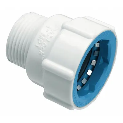 HYDRORAIN Adapter: 1" Push x 1" MPT, ABS Plastic, 150 psi Max Working Pressure, 2 in Wd - Irrigation Adapter Fittings