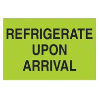 This label is used in cold-chain logistics to clearly mark shipments that must be refrigerated immediately upon receipt. It helps prevent spoilage of temperature-sensitive goods such as pharmaceuticals, biologics, or perishable food items during transport and storage. Sold in a pack of 500 units