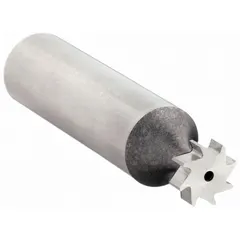 High-speed steel keyseat milling cutter with straight tooth design. Diameter 5/16", thickness 3/32", 8 teeth. Used for milling keyways and keyseats in shafts and hubs for power transmission applications.