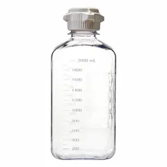 Plastic Lab Media Bottle, PETG, 67.63 fl oz, Screw-On Closure, Colorless, Graduated