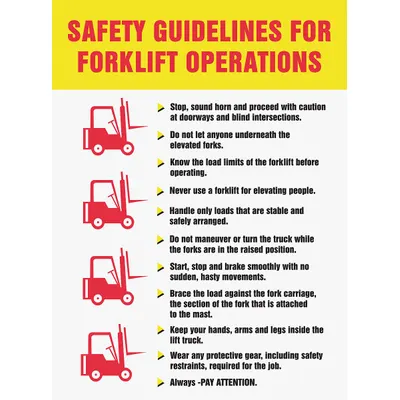 ACCUFORM Safety Guidelines For Forklift Operations Poster - Safety Guidelines For Forklift Operations Posters