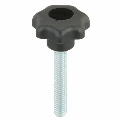 KIPP Hand Knob: 7 Point, Plastic w/ Steel Thread, M6 Thread, 35 mm Thread Lg - 7-Arm Knobs with Threaded Stud
