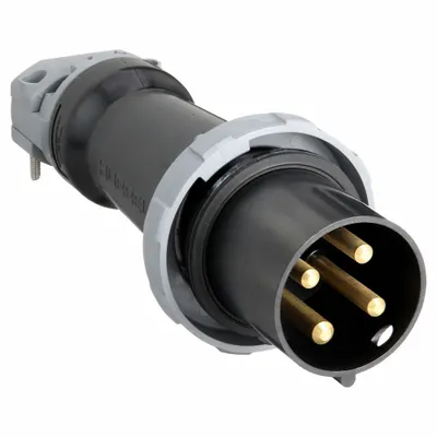 HUBBELL Pin and Sleeve Plug: Black, 600V AC, Three Phase, 100 A, 3 Pole, 4 Wire - Watertight Plugs