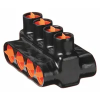 BLACKBURN Multitap Connector: 4 Port, Double-Sided Entry, 6 AWG – 500 kcmil Wire Size, Black (MPN AMTD50064)