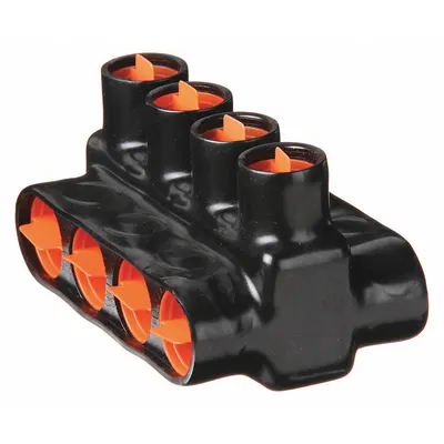 BLACKBURN Multitap Connector: 4 Port, Double-Sided Entry, 6 AWG – 500 kcmil Wire Size - Dry-Location Double-Sided Entry Multitap Connectors