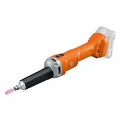 Cordless die grinder with brushless motor and trigger control, delivering a maximum speed of 9,000 RPM. Operates on 18V DC platform and accepts 12Ah, 2.0Ah, 4.0Ah, or 8.0Ah batteries. Suitable for deburring, grinding, and surface finishing in metalworking and fabrication applications.