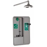 HAWS Shower with Eyewash: Wall Mnt, No Bowl, Stainless Steel Pipe, Stainless Steel Showerhead (MPN 8355WCW)