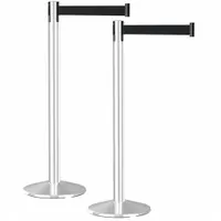 Belt Barrier System: 40 in Post Ht, 10 ft Belt Lg, Black, 2 No. of Posts, No Pattern, No Message (MPN P100PS1-BK-2PK)