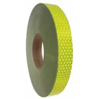 Fluorescent lime reflective tape for marking emergency vehicles, construction vehicles, and utility trucks. Acrylic adhesive provides secure bonding to vehicle surfaces. 1 inch width by 50 yard length