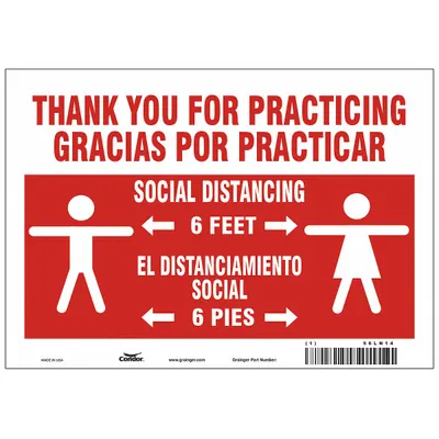 CONDOR Bilingual Spanish Stand Here Social Distancing Sign - Bilingual Spanish - Stand Here - Thank You For Practicing Social Distancing Sign