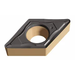 Diamond indexable turning insert with 55° diamond shape, 7 mm inscribed circle, 4 mm thickness, and 0.4 mm nose radius. WSM20 grade is PVD-coated. Used for precision finishing of non-ferrous materials, composites, and hardened steels in turning, boring, and profiling operations.