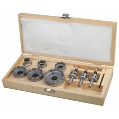 This 10-piece hole cutter kit features carbide-tipped cutting edges for cutting precise holes in metal materials. With a maximum cutting depth of 3/16 in, it is suited for light-duty metal-cutting tasks in fabrication, maintenance, and repair work. Not impact rated.