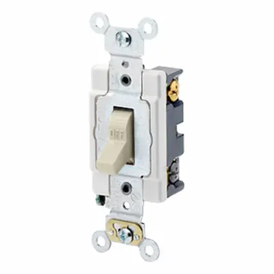 LEVITON Toggle 4-Way, 20 Amp: Toggle Switch, 4-Way, Maintained, Ivory, 120/277V AC - Toggle Wall Switches