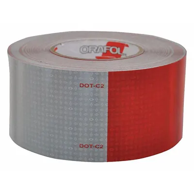 ORALITE Vehicle Reflective Tape, Red/White, 3 in x 50 yd, Acrylic Adhesive - Vehicle Reflective Tapes