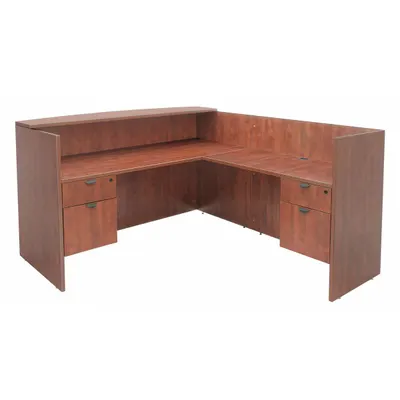 REGENCY L-Shape Reception Desk, Cherry Melamine, 42 in H x 71 in W, LRDRT2BFCH - Reception Desks