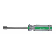 This nut driver features an 11/32 in SAE tip size for turning hex fasteners. The solid round shank provides a straight design for manual operation. It is supplied without a magnetized tip, suitable for applications where metal debris attraction is undesirable.