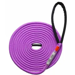Fixed-length HMPE rope sling with 1/2 in diameter and 25 ft length. Rated working load limit of 3,510 lb. Purple color. Used for lifting and rigging in industrial settings, including overhead lifting, towing, and securing loads.