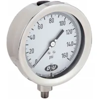DURO Industrial Pressure Gauge: 0 psi to 160 psi, White, 4 1/2 in Dial, 1/4 in NPT Male, Bottom, 20 (MPN 4.2070613E7)