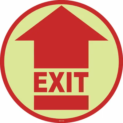 STRANCO Glow In The Dark Adhesive Floor Sign 17x17 in - Exit And Directional Arrow Floor Signs